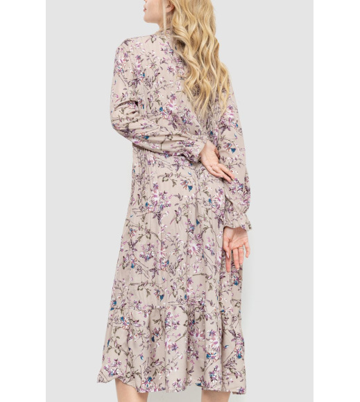 Платье свободного кроя с цветочным принтом, цвет мокко, 204R201