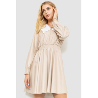 Платье нарядное из экокожи, цвет бежевый, 214R3889