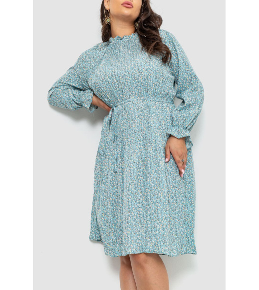 Платье шифоновое свободного кроя, цвет светло-бирюзовый, 204R701-1