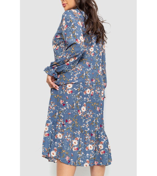 Платье шифоновое с принтом, цвет джинс, 204R201-1
