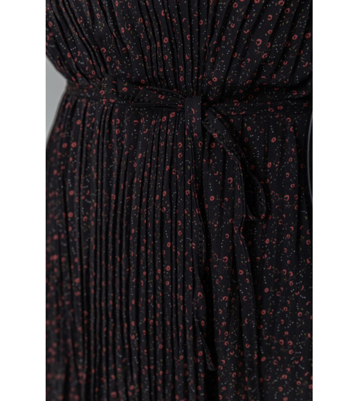Платье свободного кроя шифоновое, цвет черно-красный, 204R701