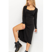 Платье в рубчик, цвет черный, 176R1046