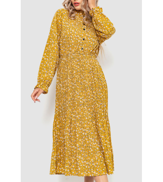 Платье с цветочным принтом, цвет горчичный, 204R929