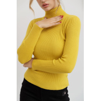 Стильный женский гольф в рубчик, цвет горчичный, 204R001