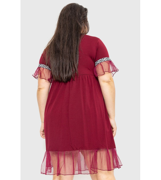Платье свободного кроя, цвет бордовый, 231R6444