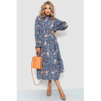 Платье свободного кроя с цветочным принтом, цвет джинс, 204R201