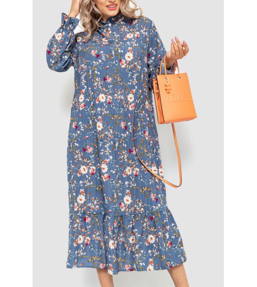Сукня вільного крою з квітковим принтом, колір джинс, 204R201