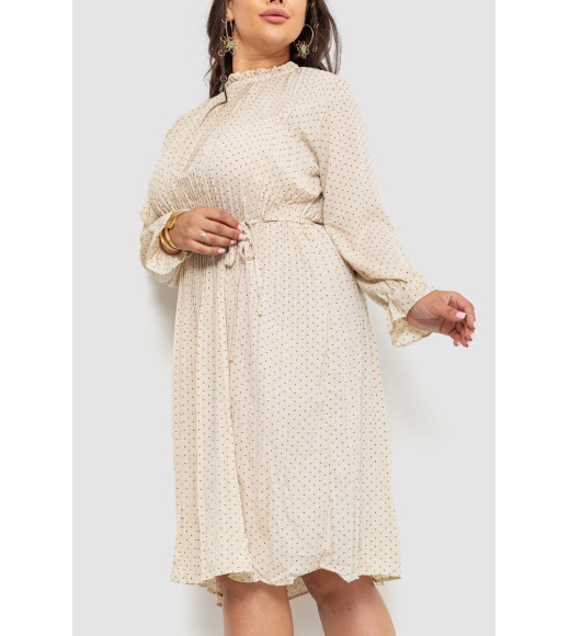Платье шифоновое свободного кроя, цвет светло-бежевый, 204R701-1