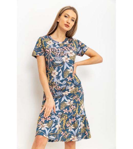 Платье женское домашнее, цвет сине-розовый, 219RT-421