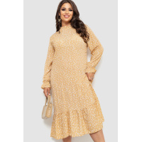 Платье шифоновое с принтом, цвет бежевый, 204R201-1