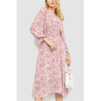 Сукня шифонова з квітковим принтом, колір рожевий, 214R6112
