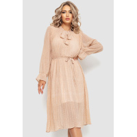 Платье шифоновое свободного кроя, цвет бежевый, 204R721