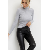 Стильный женский гольф в рубчик, цвет светло-серый, 204R001