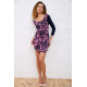 Приталенное короткое платье, сине-розового цвета в принт, 167R041-1