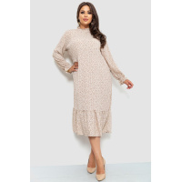 Платье шифоновое с принтом, цвет бежево-коричневый, 204R201-1