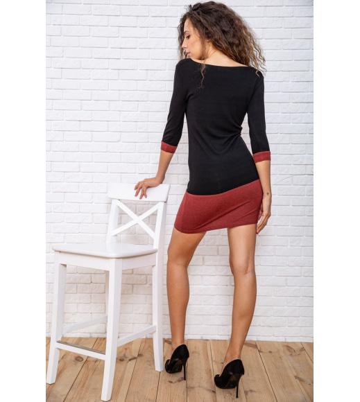 Міні-сукня з рукавом 3/4, чорно-коричневого кольору, 167R154