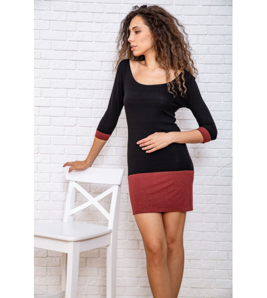 Міні-сукня з рукавом 3/4, чорно-коричневого кольору, 167R154