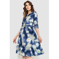 Платье с цветочным принтом, цвет сине-серый, 230R040-6