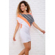 Летнее платье, бело-оранжевого цвета в полоску, 167R100-3