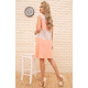 Мини-платье со вставками сетки, персикового цвета, 167R1644