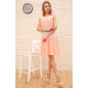 Мини-платье со вставками сетки, персикового цвета, 167R1644