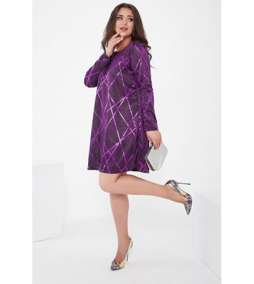 Коротка жіноча сукня, фіолетового кольору, з люрексу, 153R4052