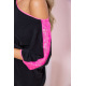 Міні-сукня з короткими рукавами, чорно-рожевого кольору, 167R150-1