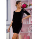 Приталена чорна сукня, з мереживом на рукавах, 167R800