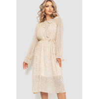 Платье шифоновое свободного кроя, цвет светло-бежевый, 204R721