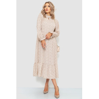 Платье свободного кроя с цветочным принтом, цвет бежево-коричневый, 204R201