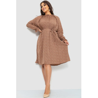 Платье шифоновое свободного кроя, цвет мокко, 204R701-1
