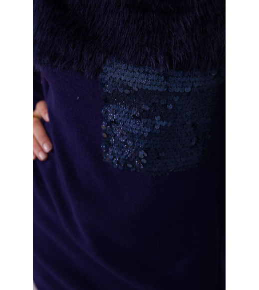 Утеплена сукня вільного крою, колір Темно-синій, 167R792