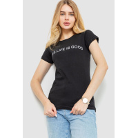 Футболка женская с принтом, цвет черный, 221R3065