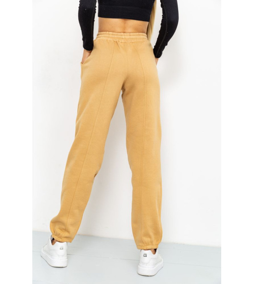 Спорт брюки женские на флисе, цвет бежевый, 119R167