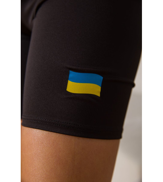 Женские велотреки, с патриотическим принтом, цвет Черный, 172R006-1