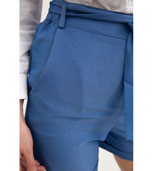 Женские шорты, с карманами и поясом, голубого цвета, 115R329N