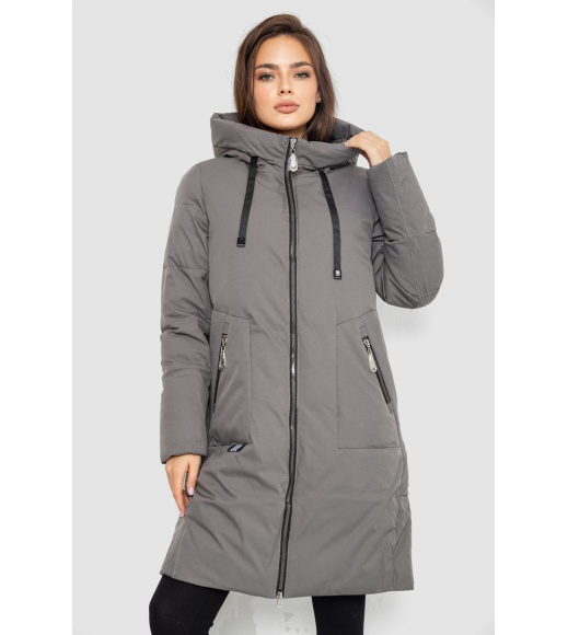 Пуховик женский удлиненный, цвет серый, 243R2307