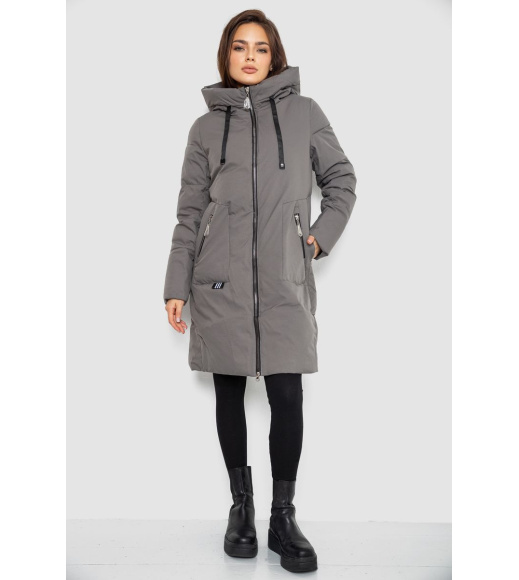 Пуховик женский удлиненный, цвет серый, 243R2307