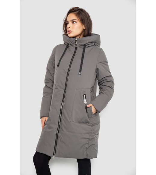 Пуховик женский удлиненный, цвет серый, 243R2307