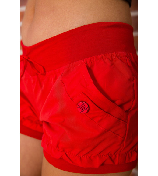 Женские хлопковые шорты, на резинке, цвет Красный, 167R7012-1