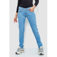 Джинсы женские однотонные, цвет голубой, 244R014