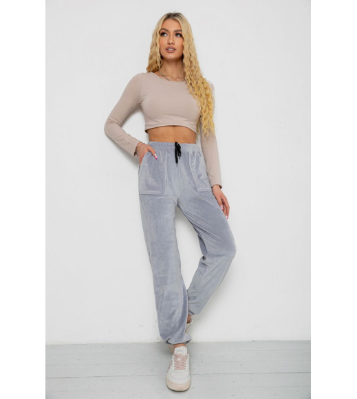 Штаны женские велюровые, цвет серый, 238R58168