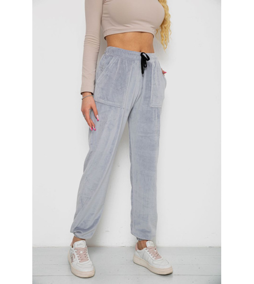 Штаны женские велюровые, цвет серый, 238R58168