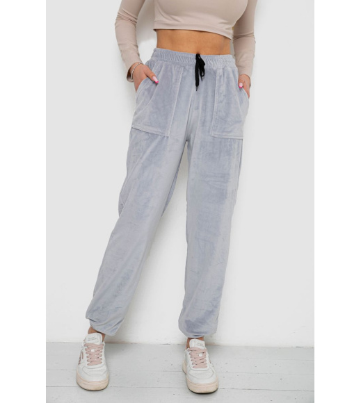 Штаны женские велюровые, цвет серый, 238R58168