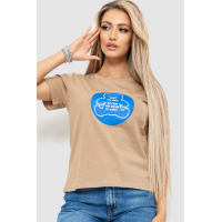 Футболка женская с принтом, цвет бежевый, 221R3009