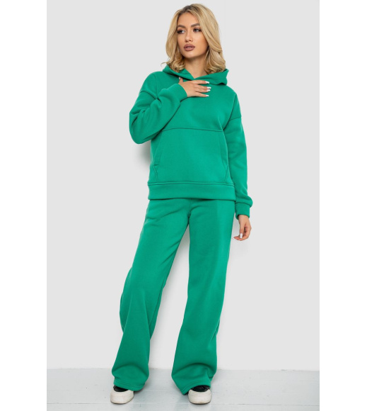 Спортивный костюм женский на флисе, цвет зеленый, 177R056