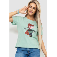 Футболка женская с принтом, цвет оливковый, 221R3016