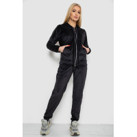 Спортивный костюм женский велюровый, цвет черный, 177R018