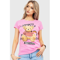 Футболка женская с принтом, цвет розовый, 190R101