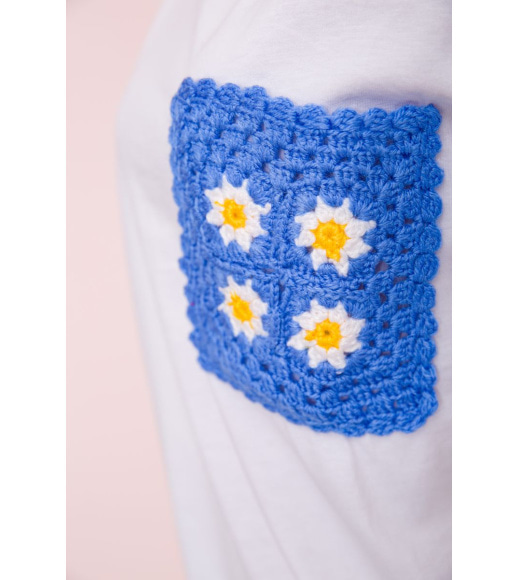 Жіноча футболка вільного крою, колір Біло-синій, 117R623